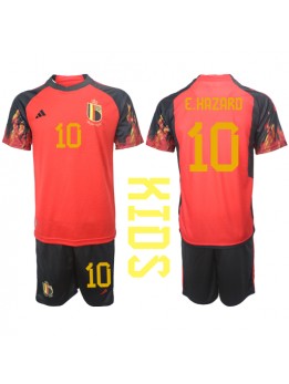 Billige Belgia Eden Hazard #10 Hjemmedraktsett Barn VM 2022 Kortermet (+ Korte bukser)